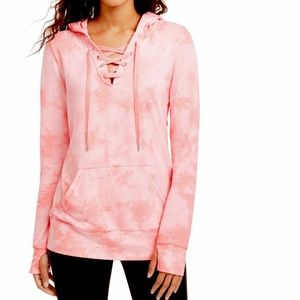 Ideology woman’s Tie Dyed Lace Up Hoodie Pink